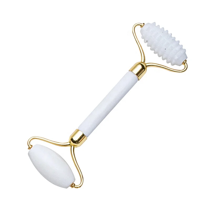 Wholesale Pure Natural White Jade Face Massage Roller Customized Box Anti Aging Jade Roller