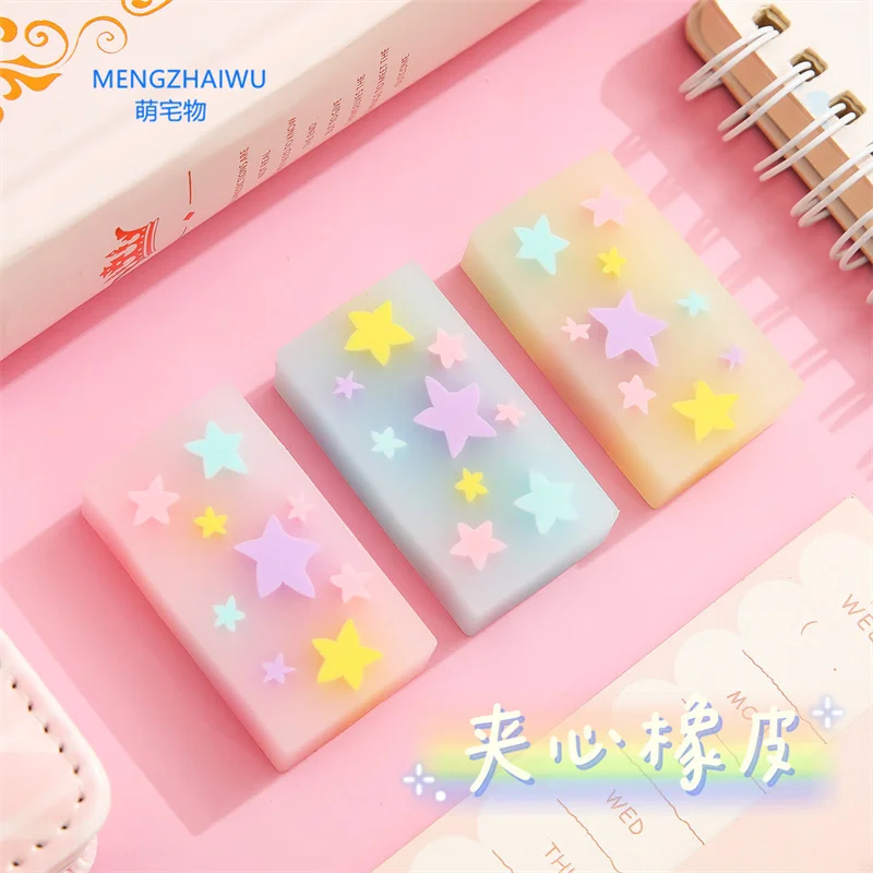 Купить онлайн милые канцелярские принадлежности kawaii ластик для детей желе полупрозрачный карандаш конфеты необычный