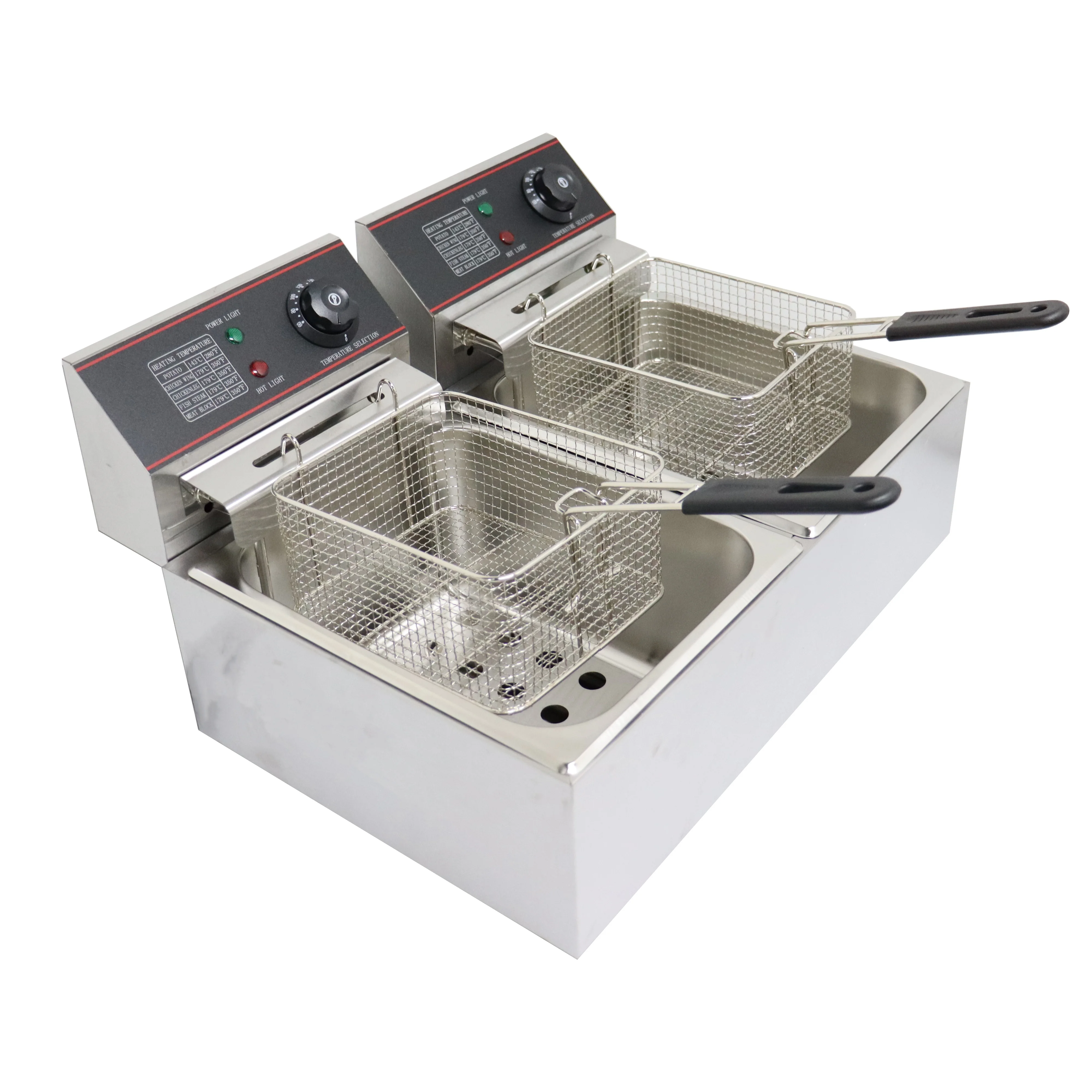 Custom 12L Electric Commercial Countertop Double Basket Stainless Steel Chips Frier Deep Fryers Suitable For Restaurants&hotels