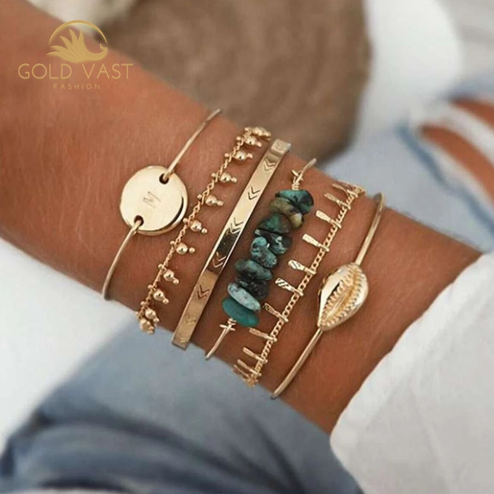 trendy stainless steel gold plated bracelets & bangles bracelets sets alloy charm bracelet in zinc alloy jewelry bijou bijoux or