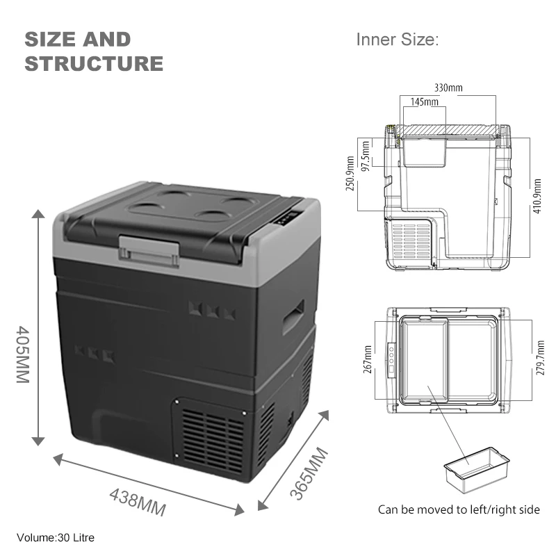Customized 30L small portable freezer 12v compressor refrigerator