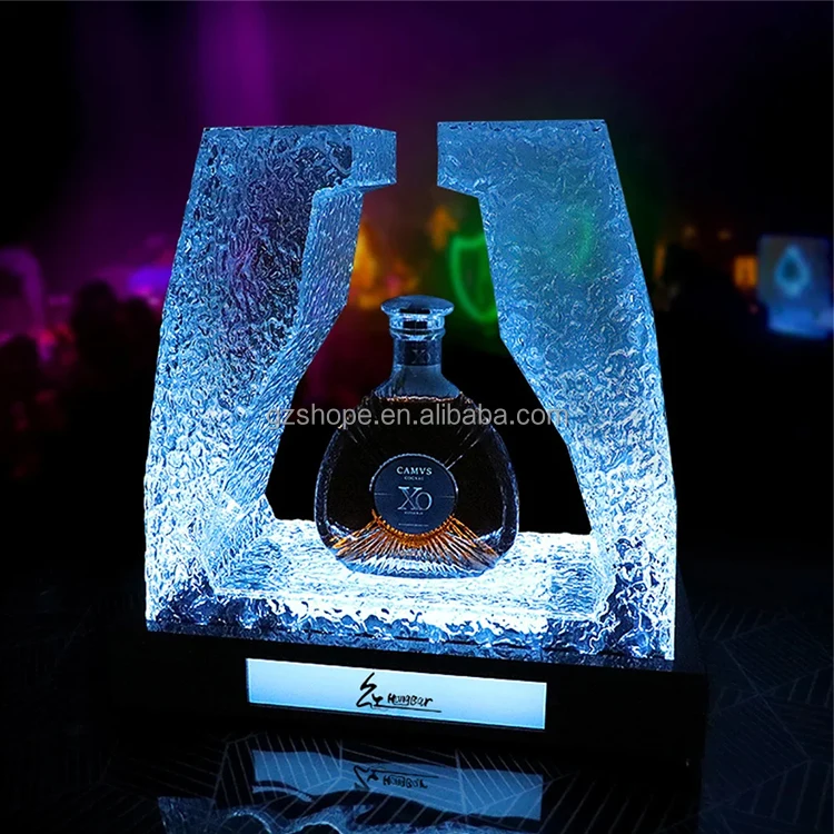 SHP Custom Led Luminous Wine Rack Wine Tray Acrylic Wine Display Stand Whiskey Luminous Base