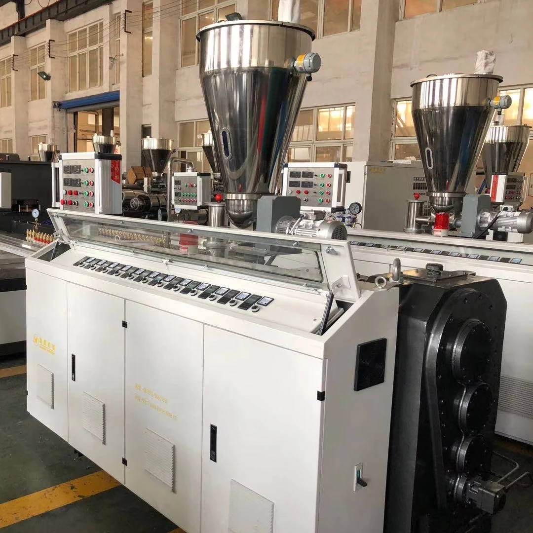 Automatic Plastic PVC WPC conical double  twin screw extruder plastic extruder