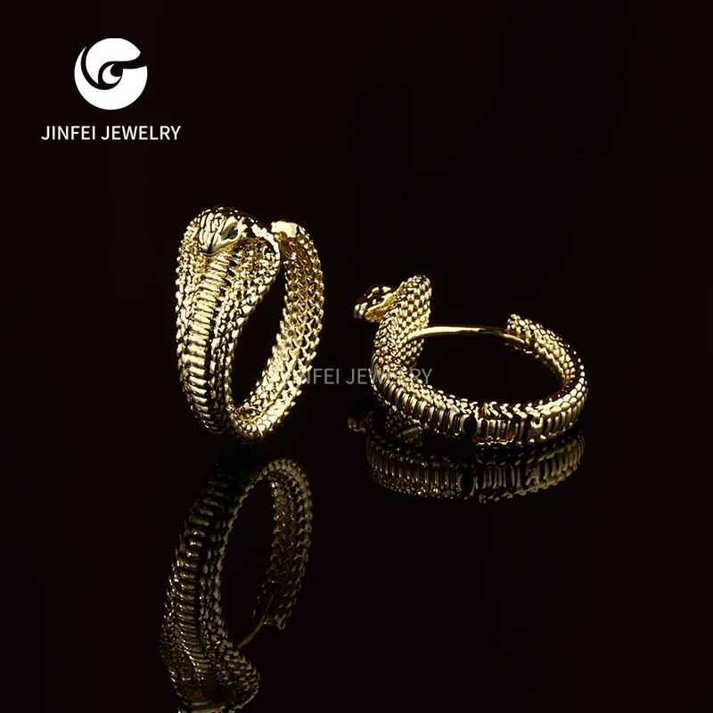 Hot Sale Wholesale Women Jewelry Exotic Style Metal Material Snake shape Plated Gold Earrings