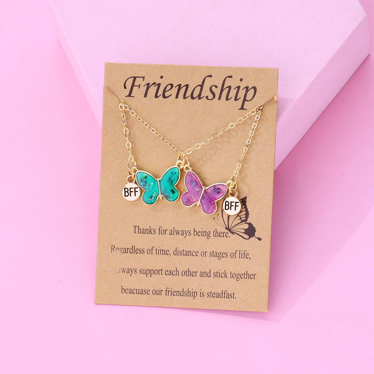 Модное ожерелье BFF яркое эмалированное ожерелье-бабочка ювелирные изделия для сестры с подвеской-бабочкой в европейском стиле