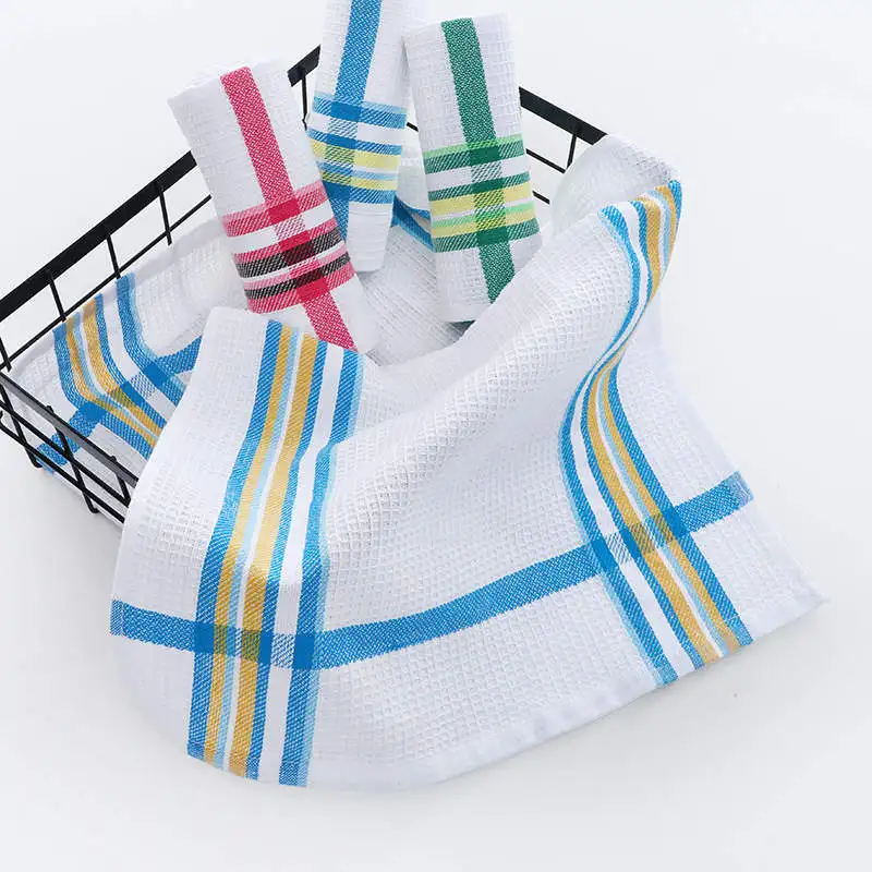 38*64 cm 55 gram/piece check stock ready cotton terry tea waffle woven cloth cleaning kitchen dish towels