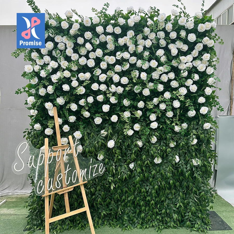 Promise Wholesale Hot Sale Artificial Flower Wall Green Wedding Wall Decoration Backdrop