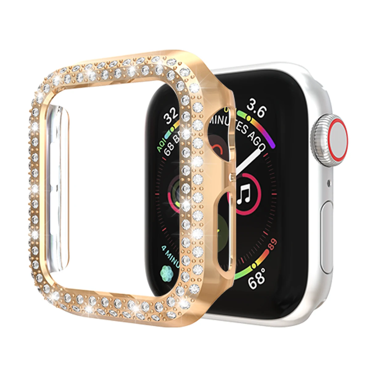  Двухрядный Алмазный чехол для часов apple watch корпус 38/42 мм 40/44 ремешок ПК защитная крышка экрана iWatch Series 6 SE 5 4