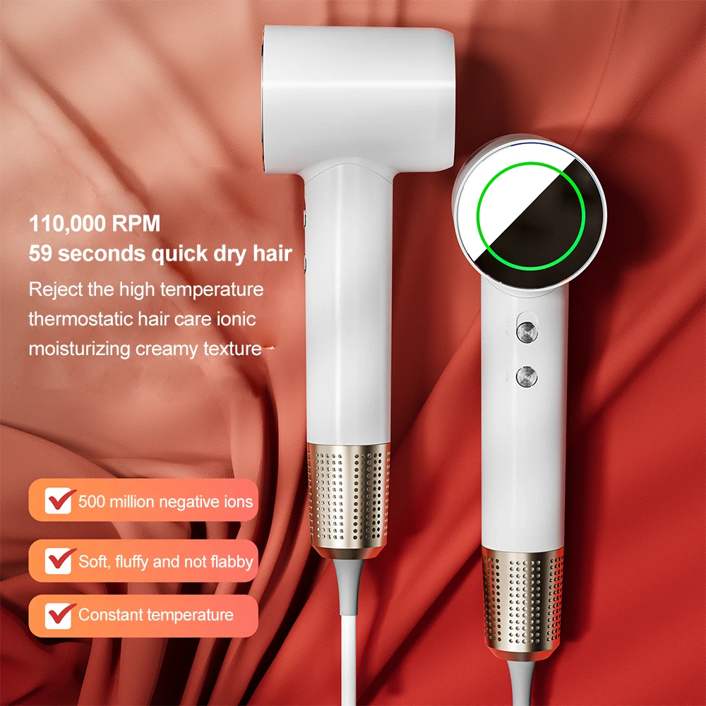 Babyvers Hair Dryer Brush Bldc Negative Ionic Blow Dryer Salon Air Hair Tool Set Magnetic Nozzle 110000 Rpm High Speed Hairdryer