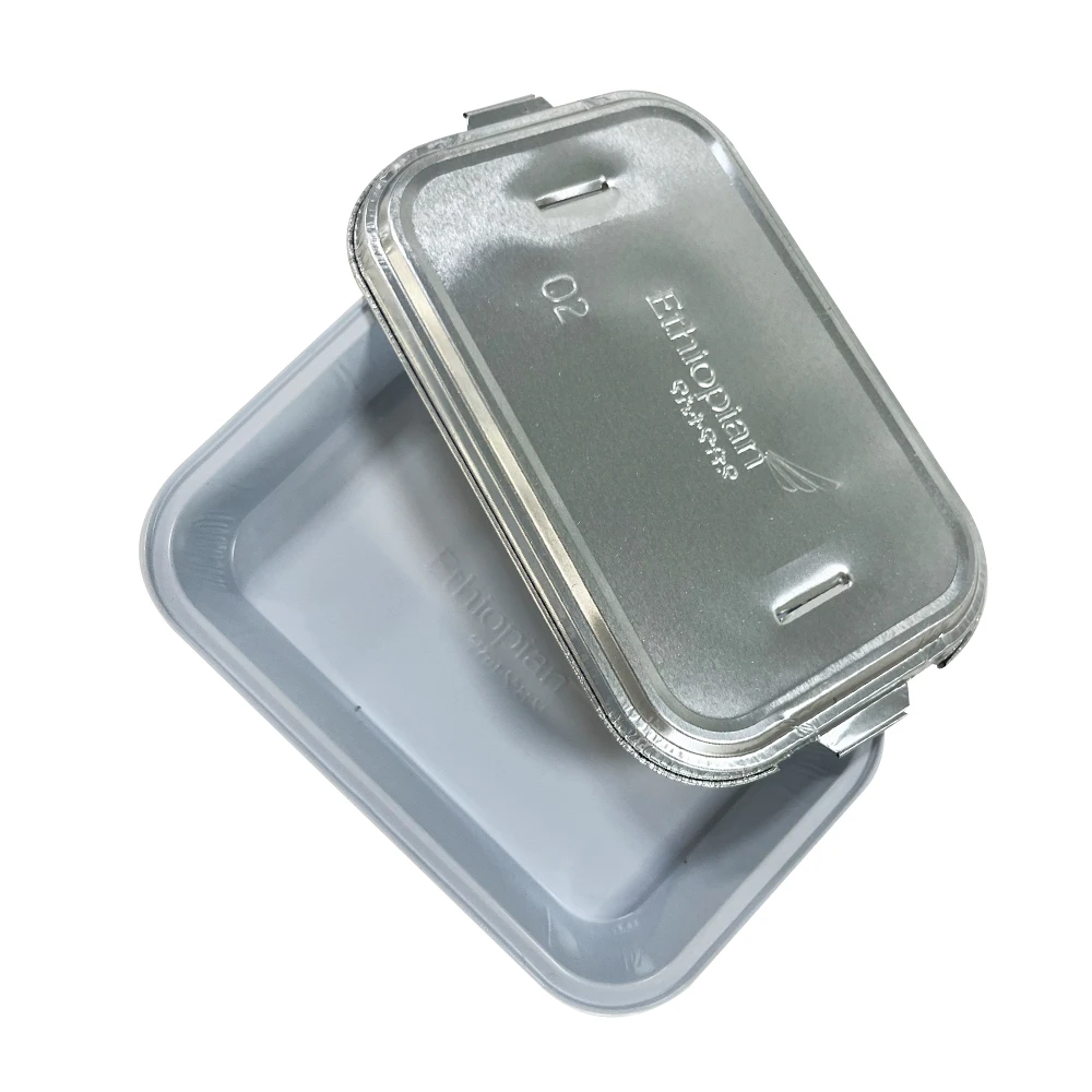 Aluminum Foil Airline Food Packing White Container With Foil Lids Alkuminium Foil Airplane Lunch Boxes