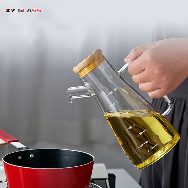 Household clear cooking glass flavour olivia oil vinegar bottle saucer dispenser