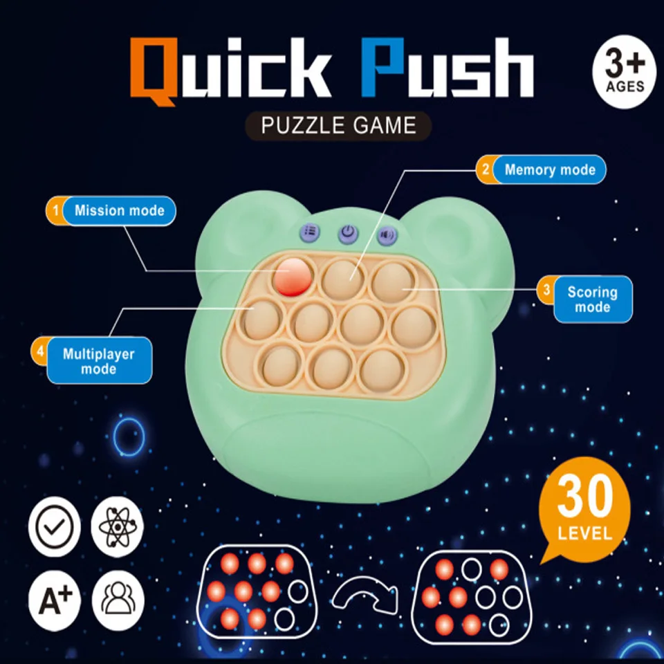 hot selling New Kids Funny Light Up Bubble Puzzle Game Quick Pop push it  electronic Educational  machine fidget toy