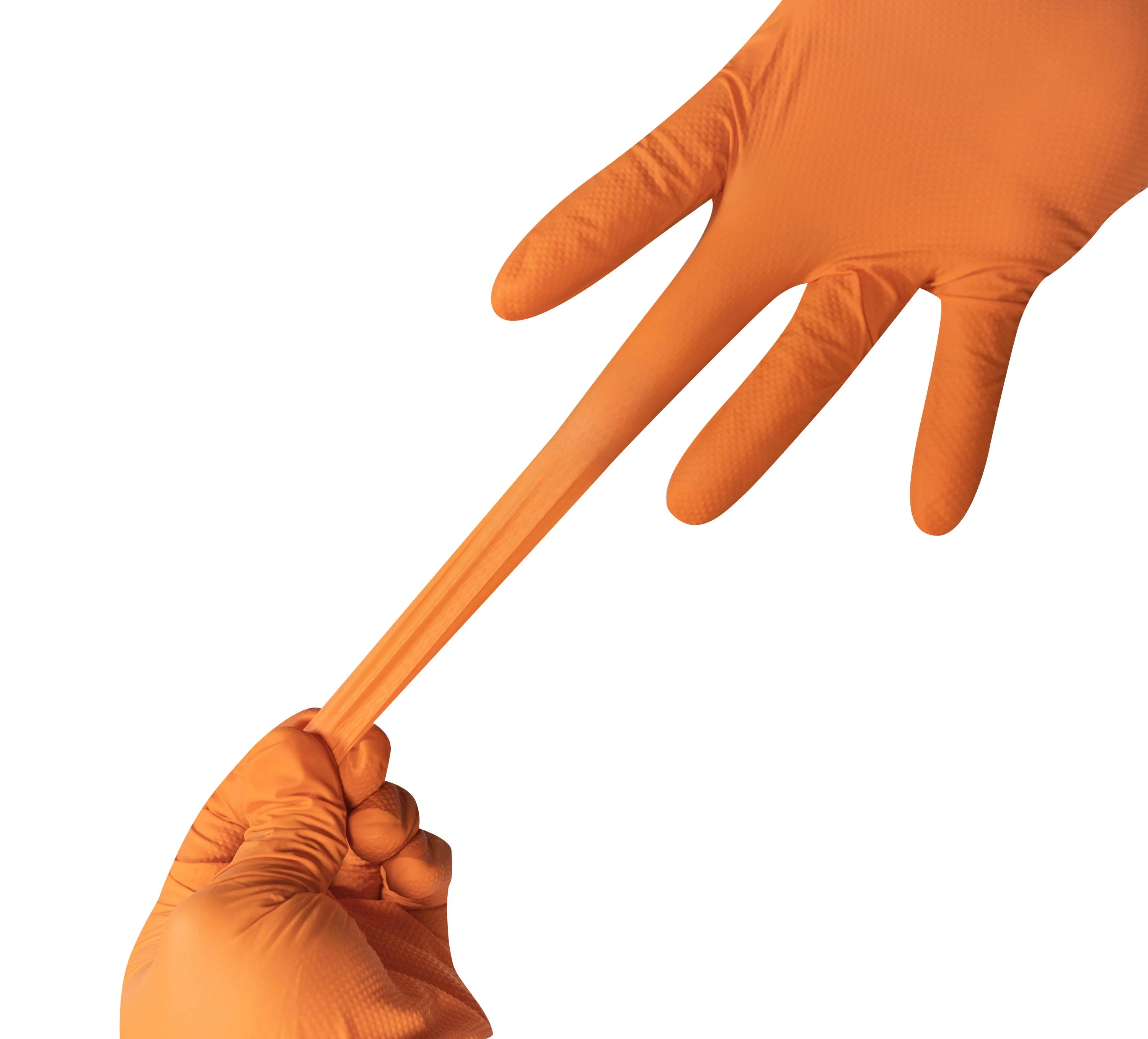 Diamond pattern  Orange disposable nitrile gloves