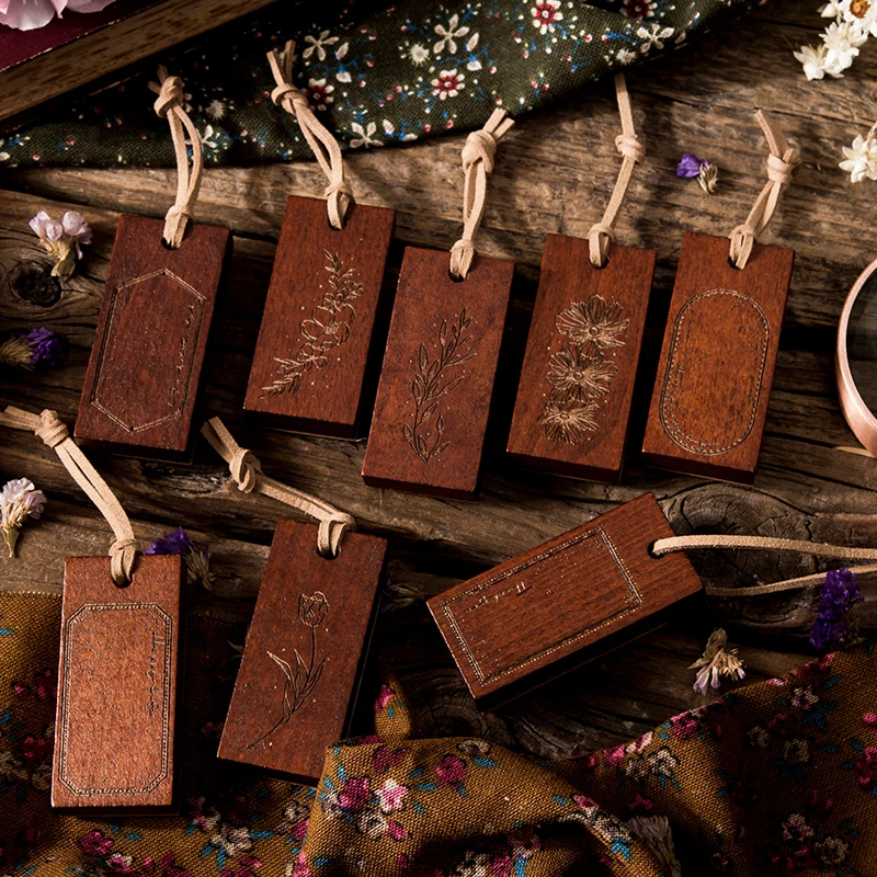 New retro Plant frame wood rubber stamp diy Craft Letters Diary journal hand-decorated wooden stamps