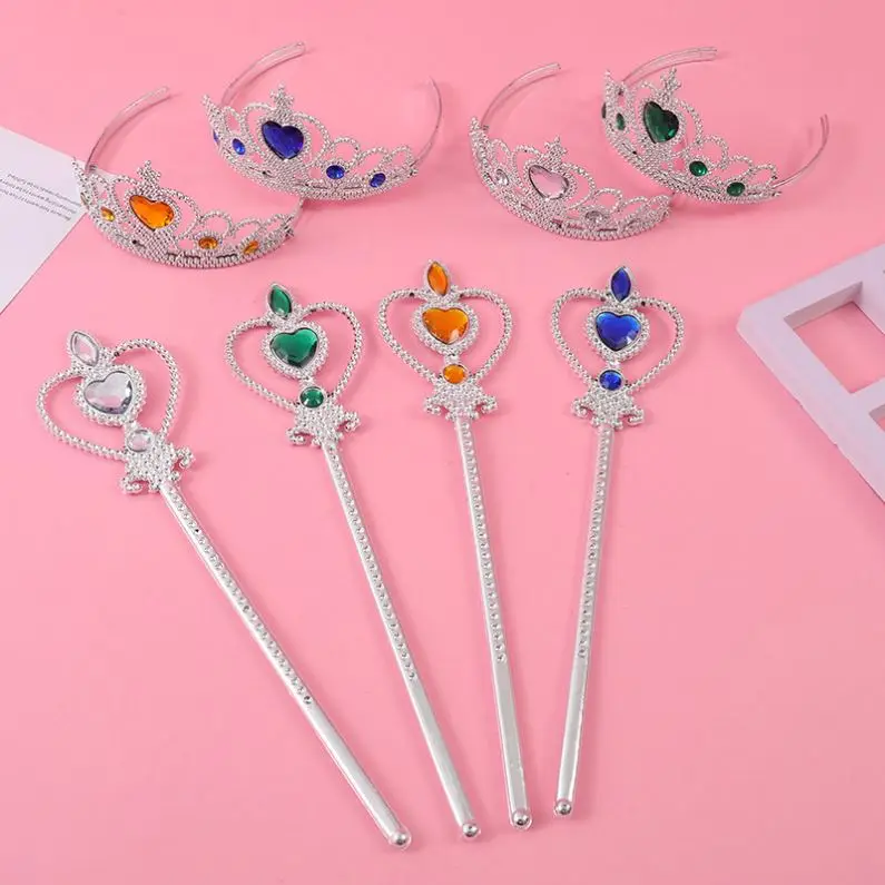 Wholesale Cheap Plastic Tiaras Dress Up Snow And Ice Colors kids Princess Plastic Crown for Girls