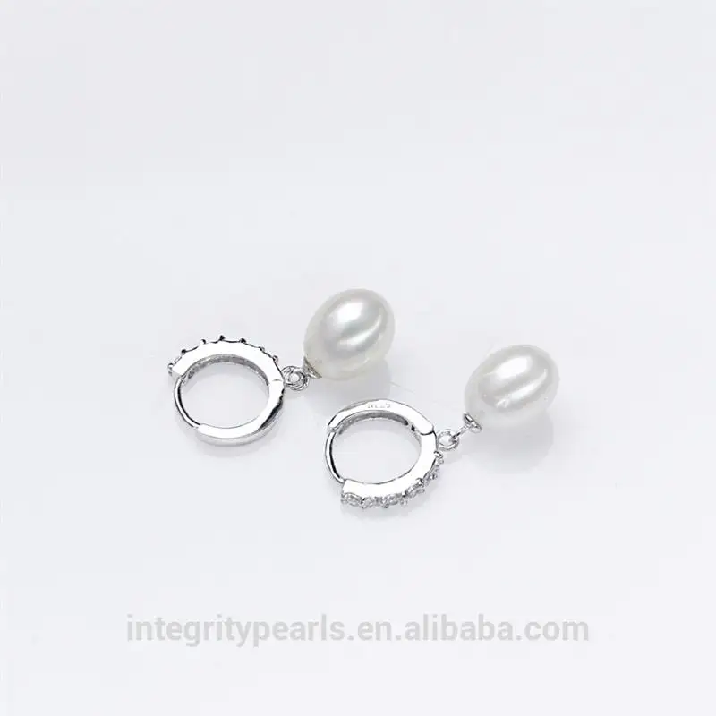 8-9mm oval drop shape fresh water genuine cultured real clip on pearl earring