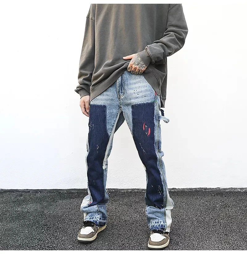 2024 High Quality Men Casual Jeans Men Print Paint Patch More Quantity Denim Jeans