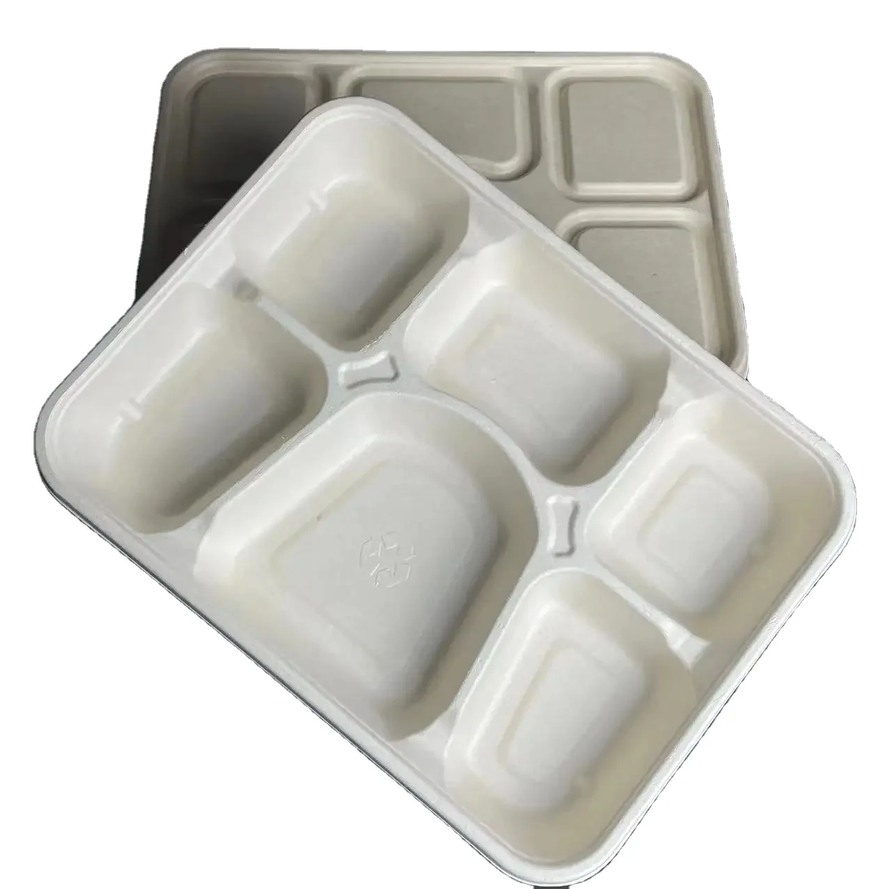 Large Capacity bagasse  6 Compartments bagasse  Lunch Box Microwave Safe Tray  Box