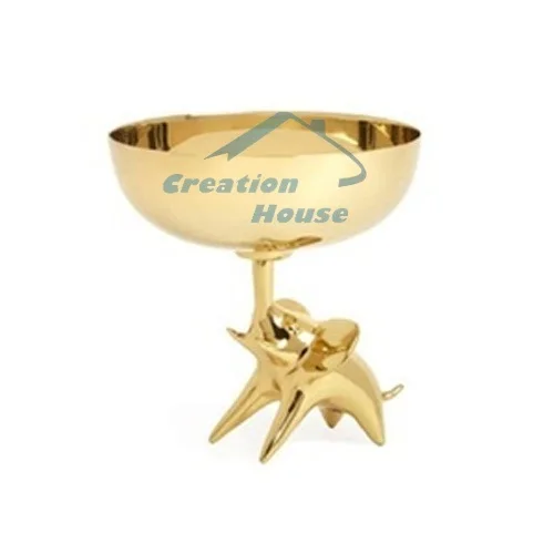 Metal Golden Elephant Shape Serving Bowl