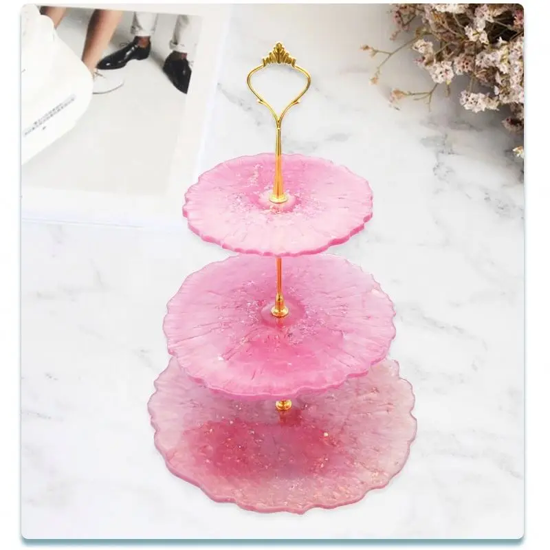 Osbang new  product  Plate Mold Irregularity 3 layer Trays listed Fruit Resin Mold Silicone Mold for Handiwork making