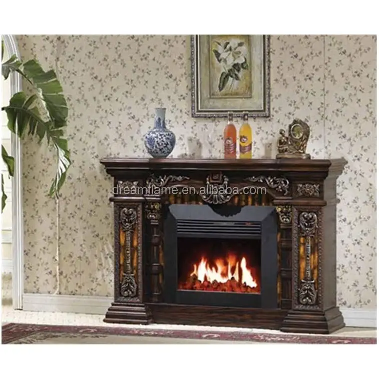 Wood Fireplace Stove Living Room Decor Ceramic Glass Wall Mounted Marble Wooden Table Insert Electric Fireplace 3D 2022 Model