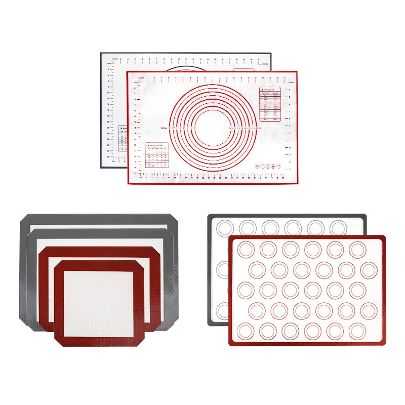 Custom kitchen pastry and baking tools non stick silicone macaron baking mat glass fiber pastry mat