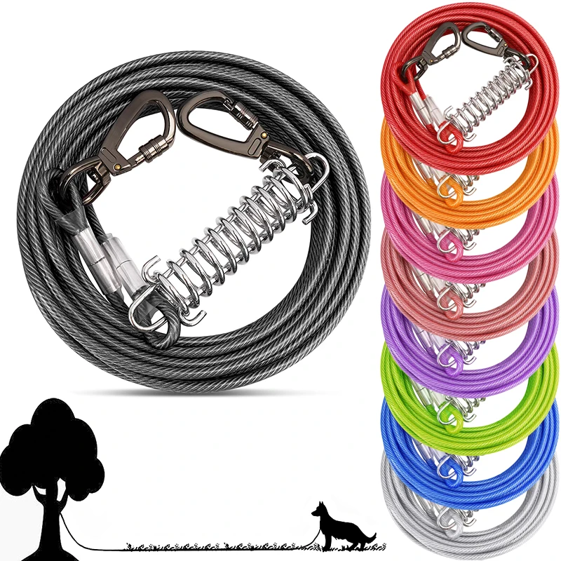 Dog Tie Out Cable with PVC Coating Waterproof Steel Wire Dog Leash Lead for Large Dogs Pets