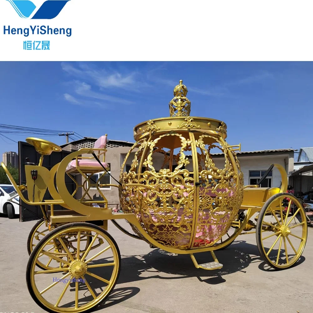 English Style Victoria Pumpkin Cinderella Gold Horse Carriages /Electric Luxury Cinderella Horse Carriage