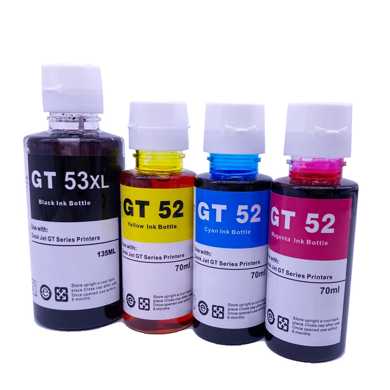 New 135ml GT53 70ml GT52 Refill Dye Ink Compatible For HP GT5810 GT5820 GT5822 GT 5810 5820 5822 Inkjet Printer Ink