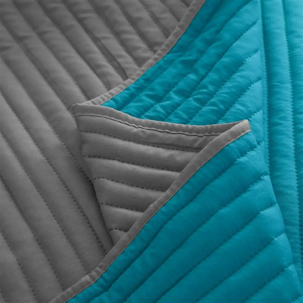 
MOHAP Good Quality Straight Line Ultrasonic Microfiber Quilt Set Dyed Bedspread Set 