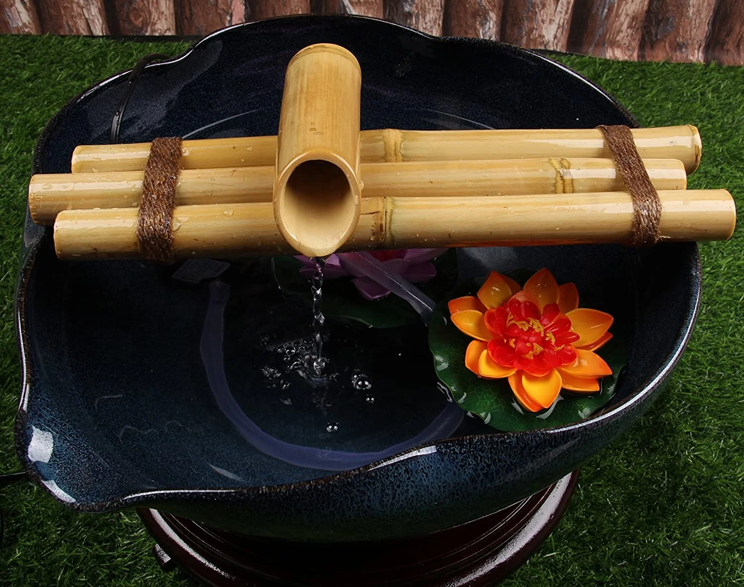 Bamboo Water Fountain Medium 12 Inch Three Arm Style without Pump, Indoor or Outdoor Zen Garden Decor Fountain Natural