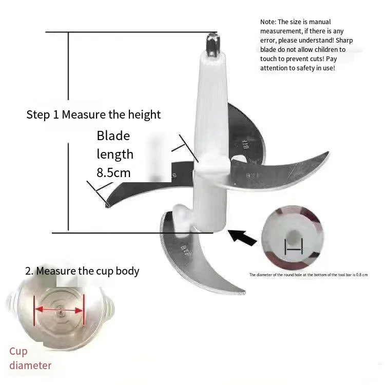 Daquan Small Knife Column Winder Stainless Steel Electric Meat Grinder Blade for Household RV Garage Car Use Blender Parts