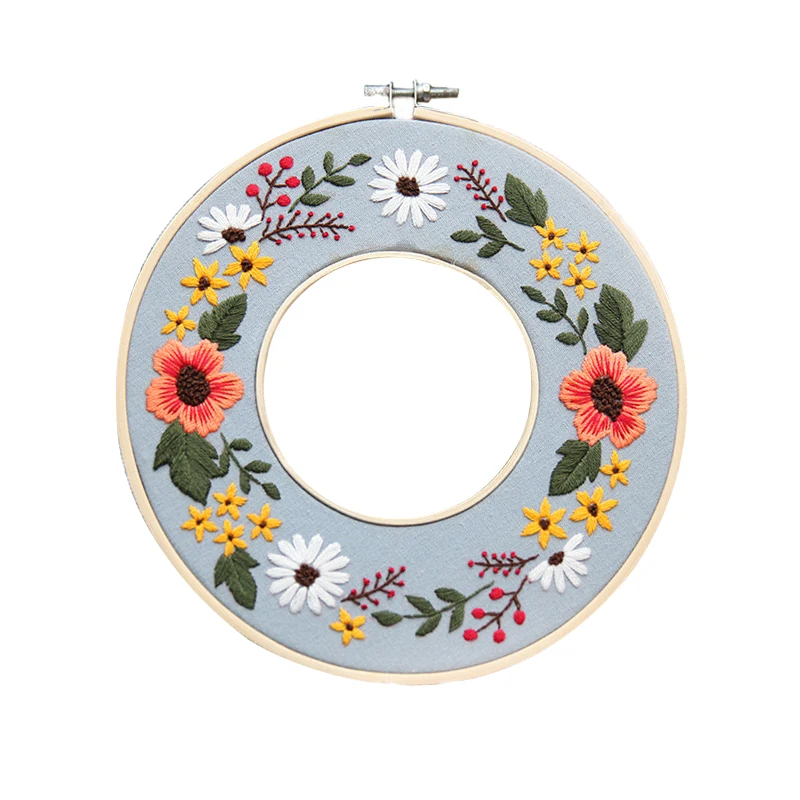 Funny Beginners Embroidery Kit Floral Wreath Cross StitchAdults Needlepoint Kit  DIY Embroidery Starter Kits