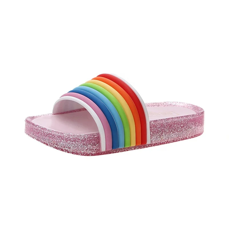 Factory Direct Wholesale Light Up Kids Led Slipper Soft Bottom Rainbow House Summer Slippers For Kids Girls
