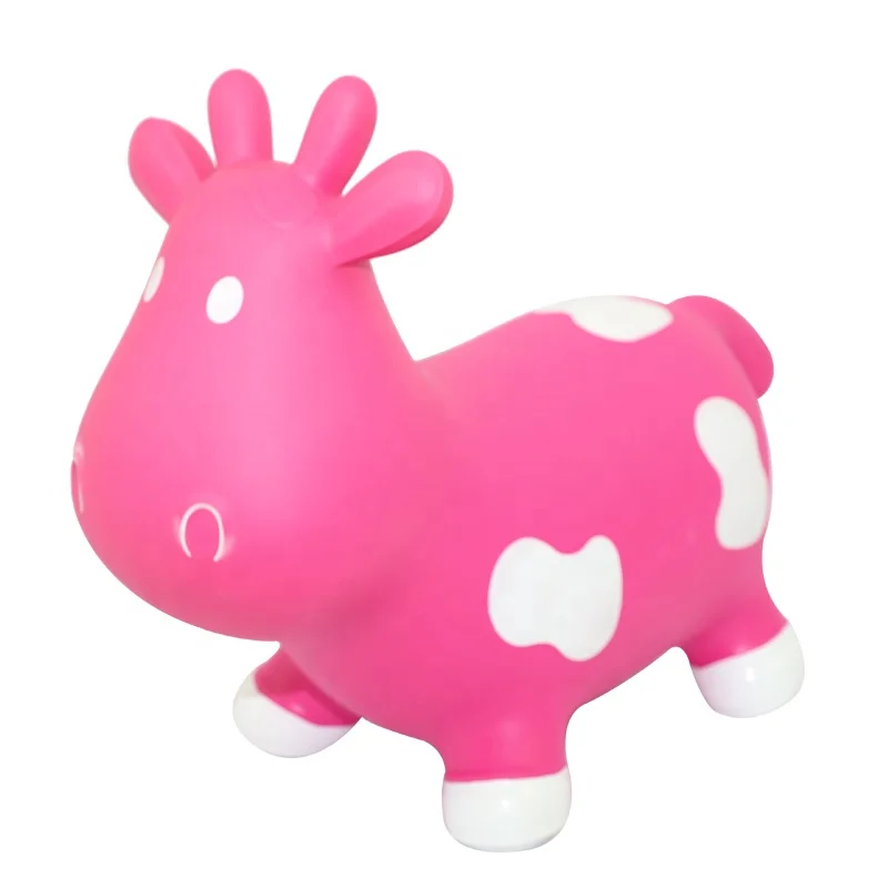 2019 New Item Environmentally Friendly Non-Toxic Kids Toys Painted Cartoon Pink Cows Inflatable Jumping Animal