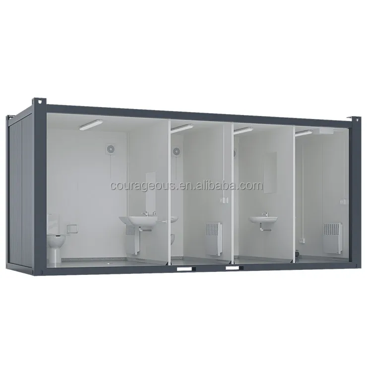 low cost prefab movable  cabin container public toilet stall