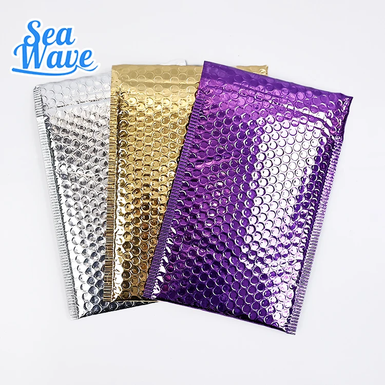 Оптовая продажа конверт с индивидуальным принтом матовая черная алюминиевая фольга металлическая Глянцевая пузырчатая Рассылка логотипом
