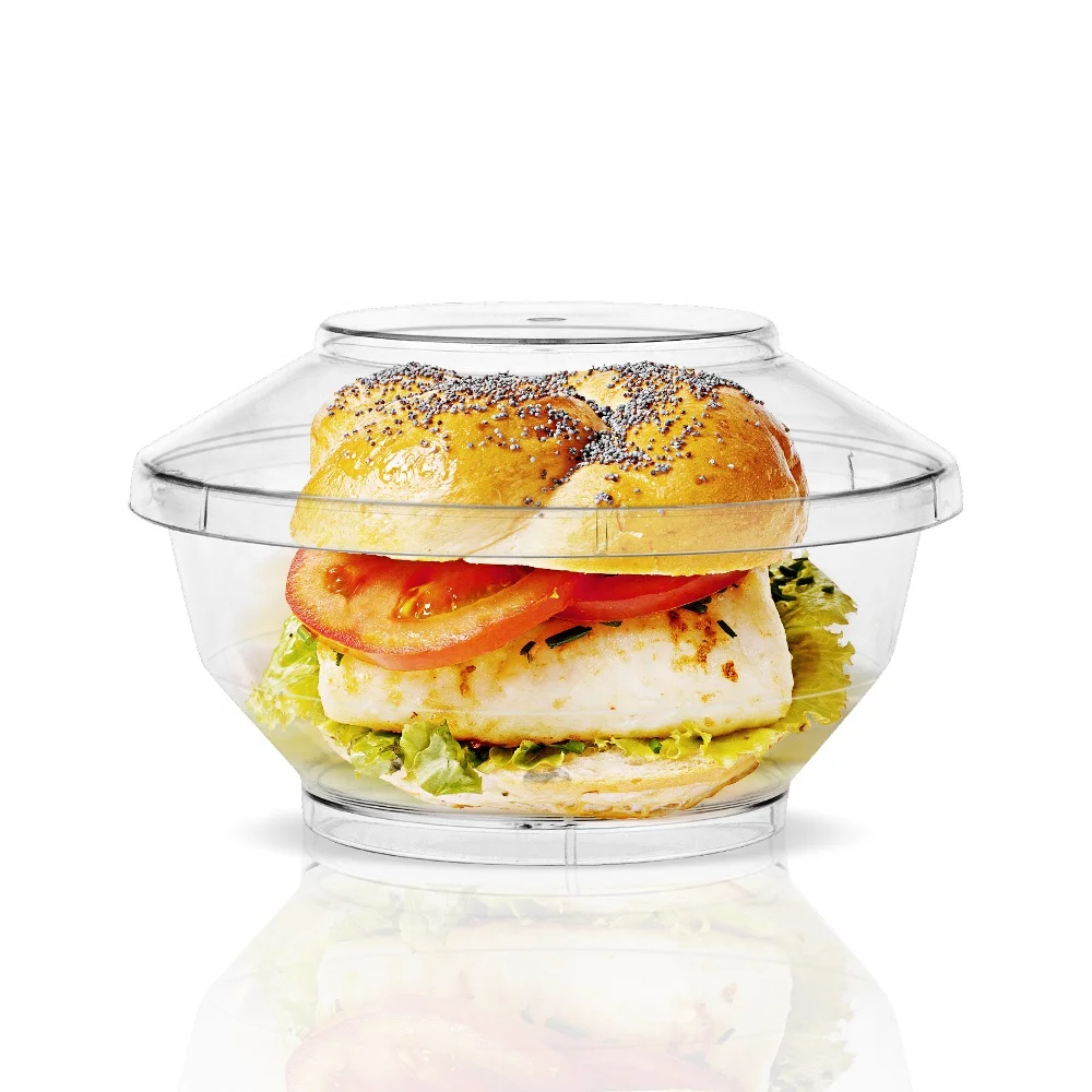 Wholesale high quality round 120ml transparent plastic bowl with lid for dessert