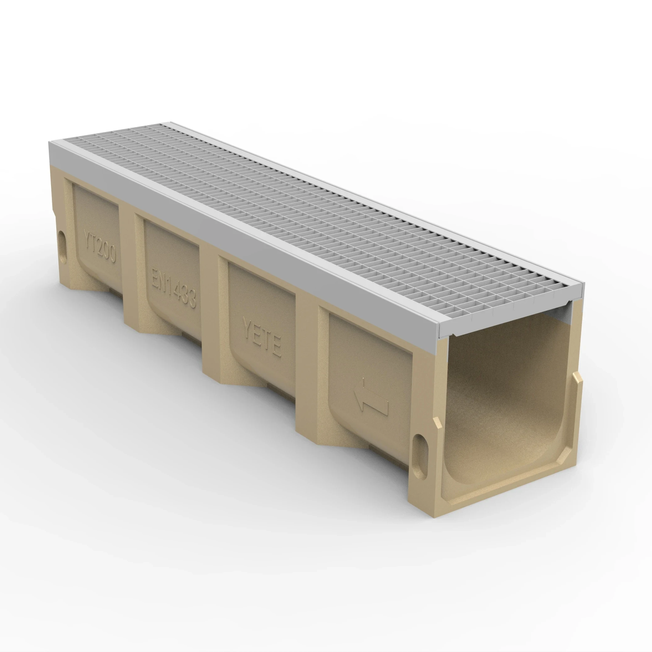Polymer concrete drain channel trench roof channel drain with stainless steel cover for outdoor