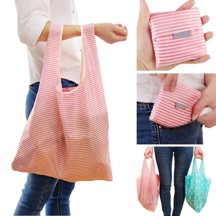 
Promotional foldable eco-friendly shopping bag nylon waterproof tote pouch handbag reusable grocery storage bag 