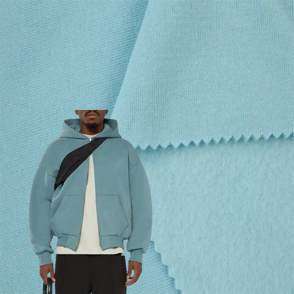 Wholesale Stock Knitted 260GSM 100%polyester Fleece Heavyweight Sweatshirt Fleece Fabric for Hoodie Clothing