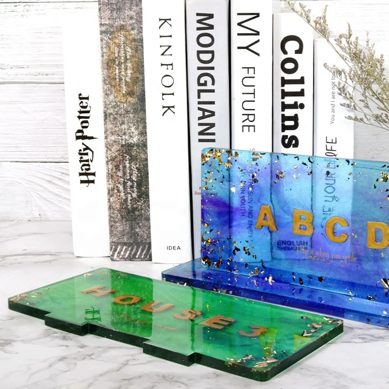 DM869 Desktop Indicator Commemorative Signboard Epoxy Resin Mold Display Stand Work Sign Holder Silicone Mould
