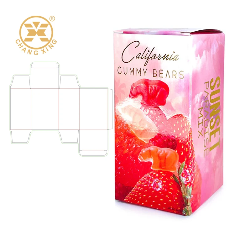 Customized Printed Gummies Chocolate Bar Packaging Cardboard Paper Baby Sweet Box Candy Confectionery Product Retail Box