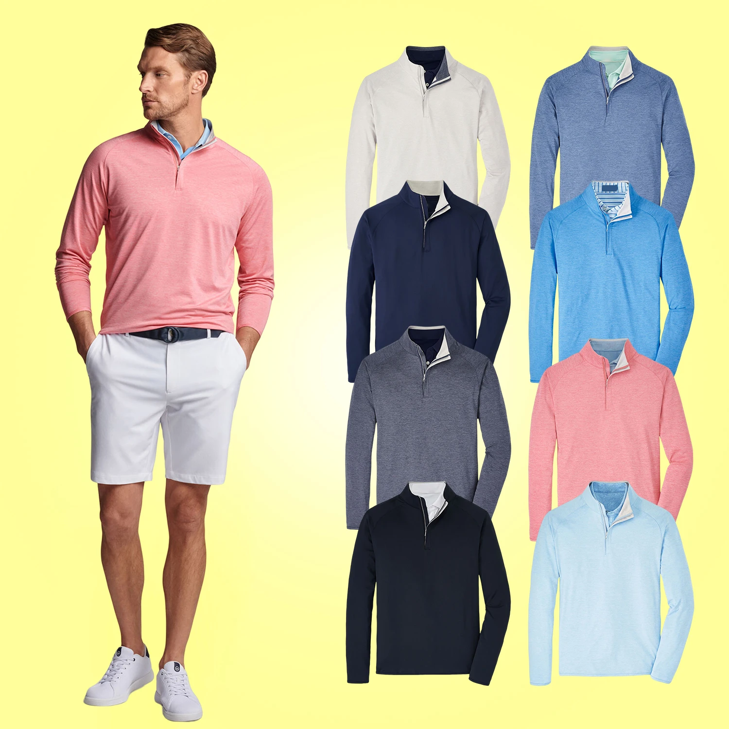 Custom Logo Performance Fleece Fashion Running Long Sleeve 1/2 Half Zip Neck Pullover Golf Sweater For Men