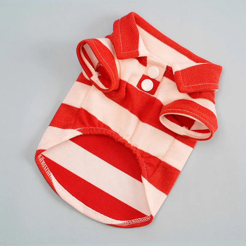 2024 Hot Sale  polo shirt blue&white striped costume for cat dog hoodie sweatshirt spring polyester pet clothing custom logo