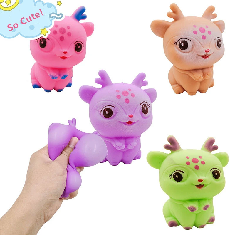 Cartoon Sika Deer Sensory Gadget Colorful Soft Elastic Toy TPR and Plastic Material Helps Kids Reduce Anxiety for Girls