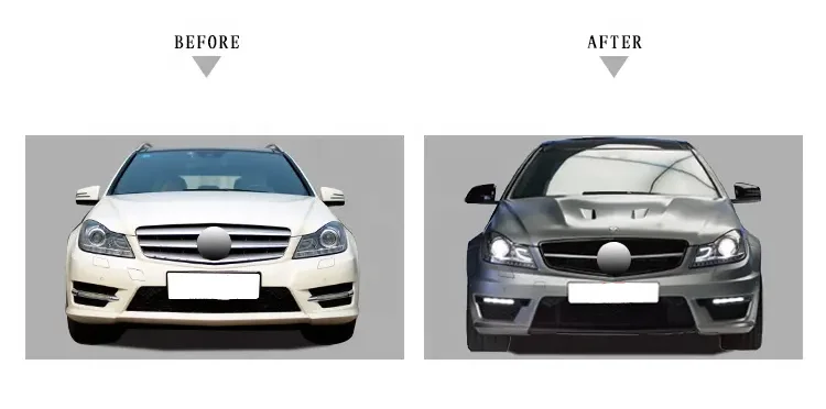 High Quality Bodykit for Mercedes Benz C- Class W204 C260 C200 C300 Modified C63 AMG Front bumper with grille 2011-2014