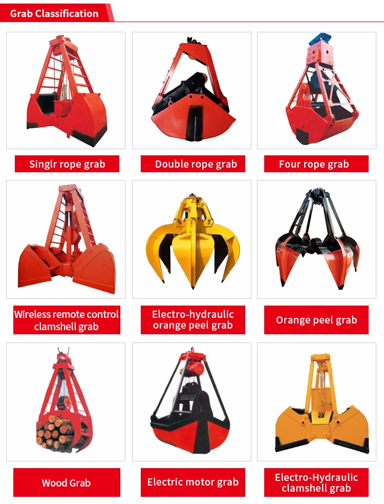 Waterproof Mechanical Wire Rope Double Lobe Clamshell Grab Bucket For Crane