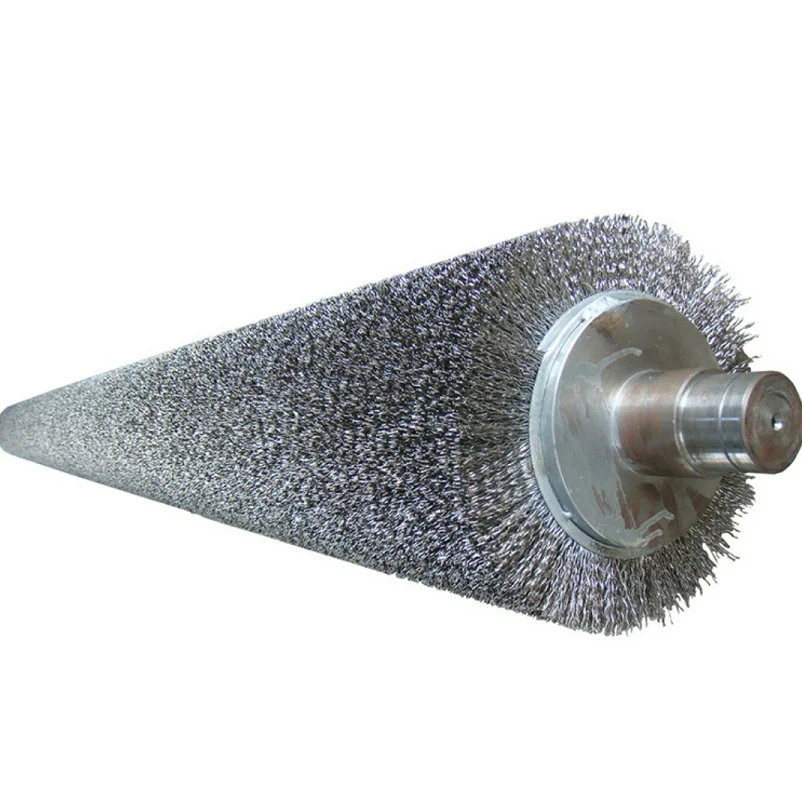 Customized Rust Removal Industrial Copper-plated Steel Wire Winding Cylindrical Brush with Shaft for Polishing