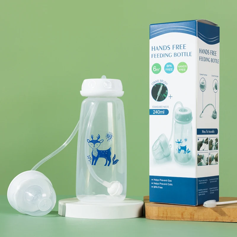 Custom Anti Colic with Tube with Tube Nursing Handless Self Feeding Hands Free Baby Bottle